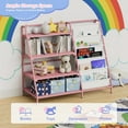thumbnail image 5 of NACHES Metal Kid Bookshelf Toy Storage Organizer Montessori Baby Bookcase Small Toddler Book Rack Sling Children Display Shelf Boy Girl Living Bedroom Nursery Playroom Classroom Library (Pink), 5 of 9