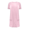 thumbnail image 3 of Pink S WIZUTIZ Tops Women's up to 65% Off Cotton Linen Plain Loose Fit Tshirt Crew Neck Sports Short Sleeve Tshirts Casual Ladies Tee Plus Cozy Style Tops T-shirt Fluffy Vintage Solid Shirts Blouse, 3 of 4