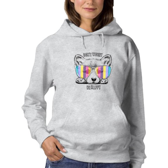 Cute Corgi Don't Worry Hoodie Women -Image by Shutterstock, Female 5X-Large