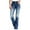 Blue, variant on Wyobmus Women's Flared Jeans Vintage High Waisted Zipper Bootcut Denim Pants Flower Embroidered Jeans Blue