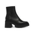 thumbnail image 2 of STEVE MADDEN Womens Black 1-1/2" Platform Comfort Cushioned Treaded Fella Square Toe Block Heel Zip-Up Leather Booties 7 M, 2 of 4