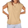thumbnail image 3 of Summer Solid Color Women Cap Sleeve Casual Tank Tops Shirt, 3 of 6