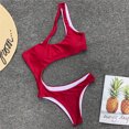 thumbnail image 4 of Jumpingount Bikinis de poliéster para mujer, repuesto elástico sin cables, traje de baño Sexy para mujer de Color sólido para fiesta en la conjuntos de ropa Vino rojo L, 4 of 6
