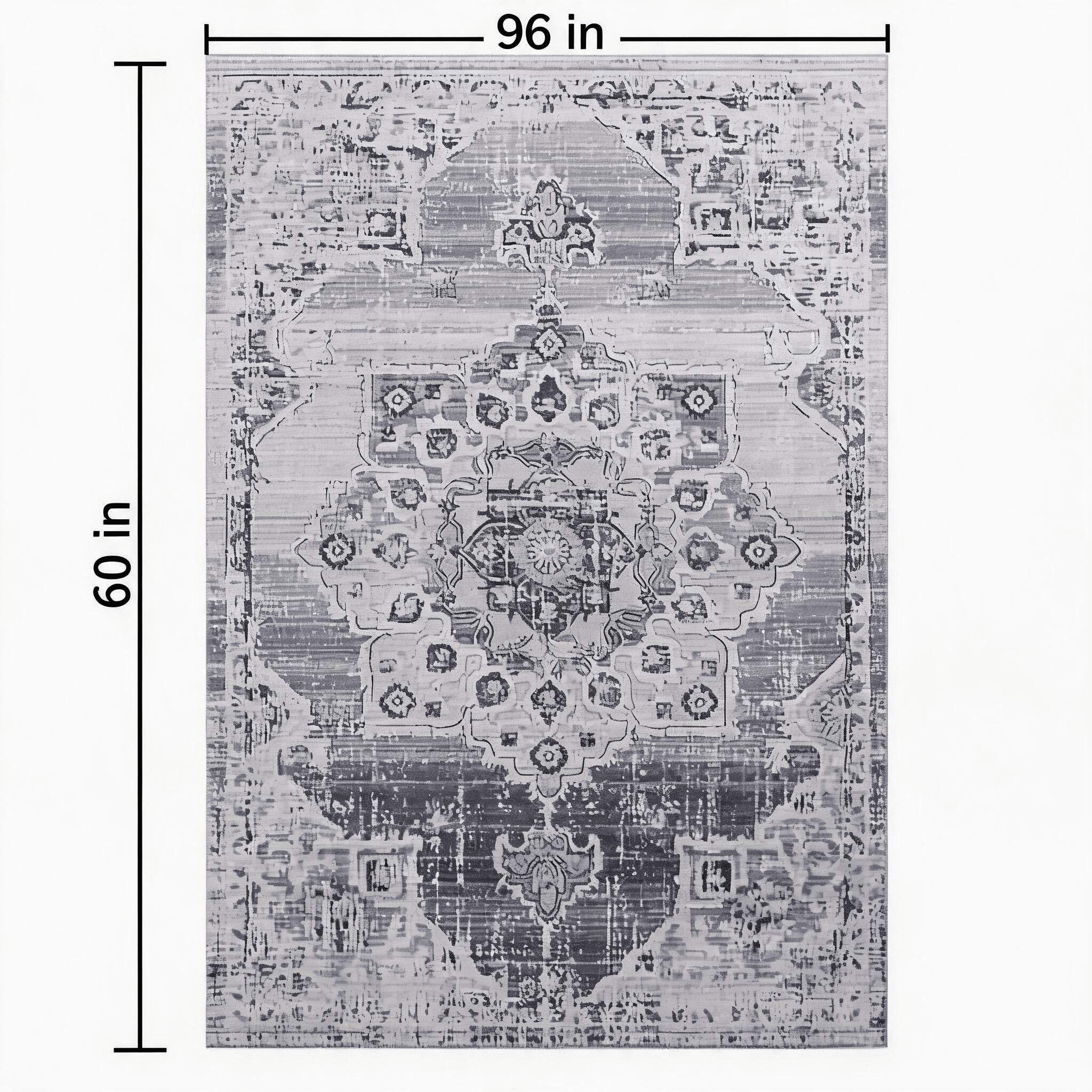 5' x 7' Cream Blue Medallion Area Rug Non-Shedding Stain Resistant Medium Pile Carpet for Living Room Bedroom Dining Room Home Office Entryway