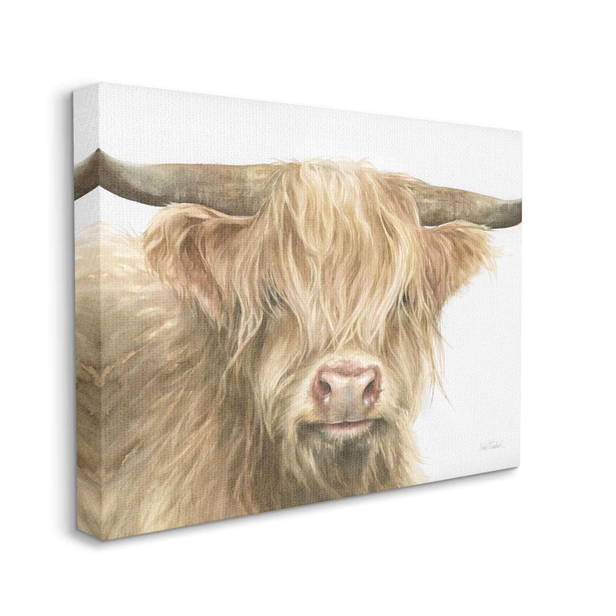 Stupell Industries Longhorn Cattle Painting Animals & Insects Painting Gallery Wrapped Canvas Art Print Wall Art, 40 x 30