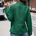 thumbnail image 4 of Chaquetas de oficina para mujer, estampado a cuadros, manga larga, cuello vuelto, elegante abrigo de traje para primavera y otoño, verde S, 4 of 6