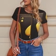 thumbnail image 4 of KLL Women 's Crew Neck Bodysuit Jumpsuits Casino Playing Cards Print Short onesies Stretch T Shirts, 4 of 5