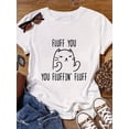 thumbnail image 3 of SHESIINN Letter Print T-shirt, Short Sleeve Crew Neck Casual Top, Women's Clothing, 3 of 9