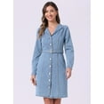 thumbnail image 2 of DARING DIVA Notched Lapel Denim Shirt Dress M Light Blue, 2 of 6