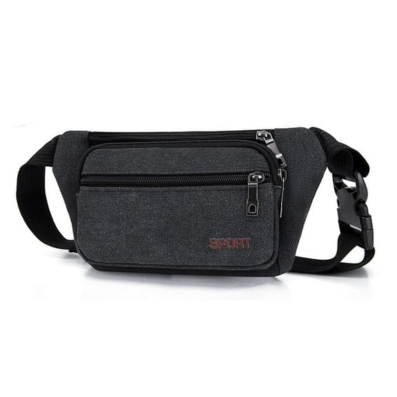 HYOOG Waist Bag, Travel Fanny Pack Bag, Wearproof Belt Waist Pack for Hiking Cycling Camping Walking 9.9"x5.1"x1.6" (BLACK)