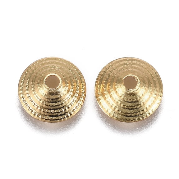 50 pc Eco-Friendly Brass Bead Cap Long-Lasting Plated Cone Golden 9x4mm Hole: 1.6mm