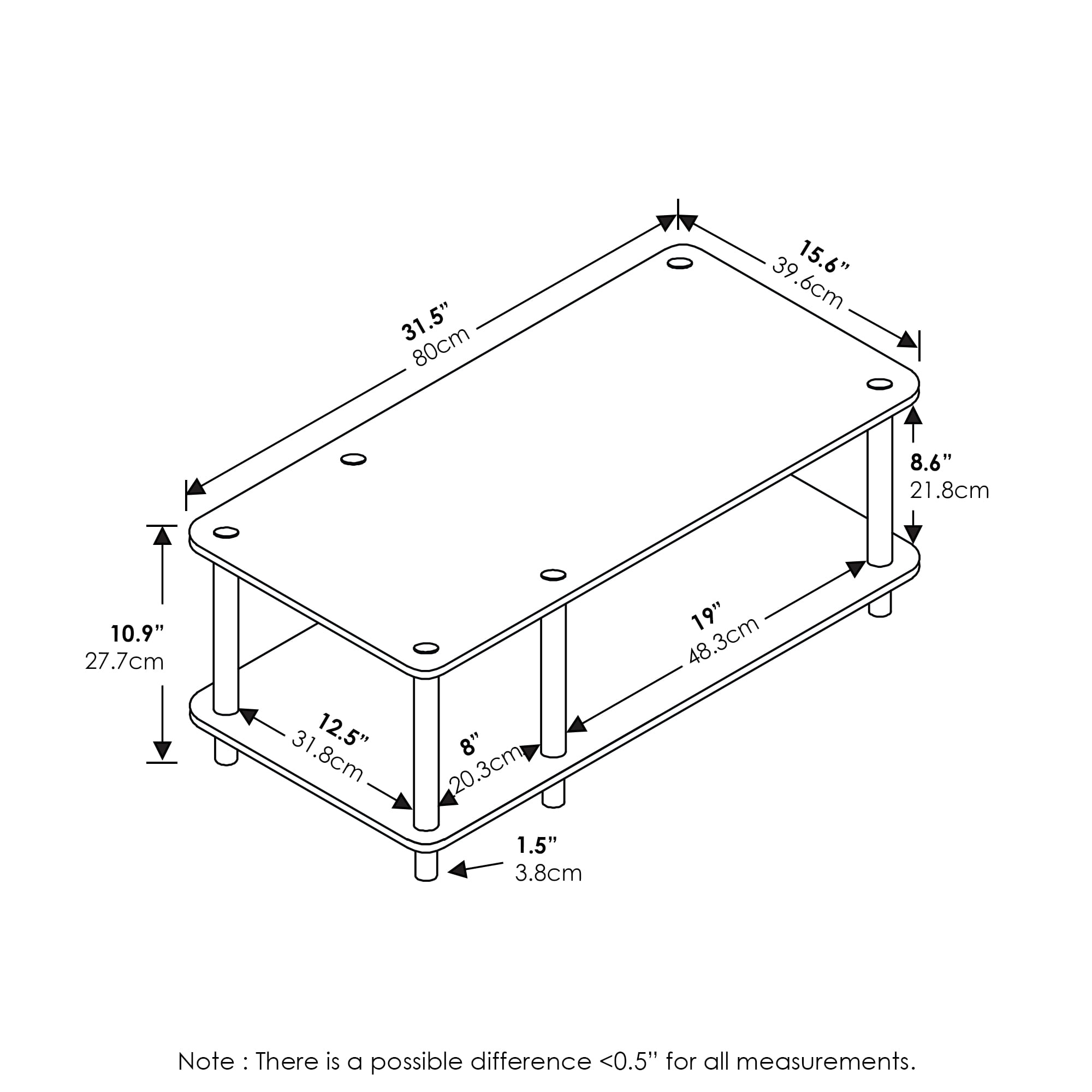 Furinno 11174 Just Low Rise TV Stand for up to 32" TV