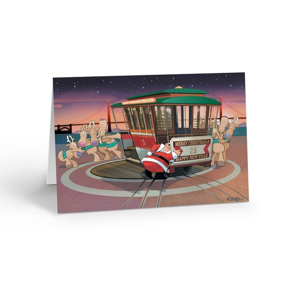 San Francisco Trolly - 18 Cute Christmas Cards & Envelopes - 90020