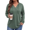 thumbnail image 2 of WellSize Womens Plus Size Hoodies Trendy Drawstring Sweatshirts for Women Casual V Neck Tops Fall Lightweight Pullover, 2 of 8