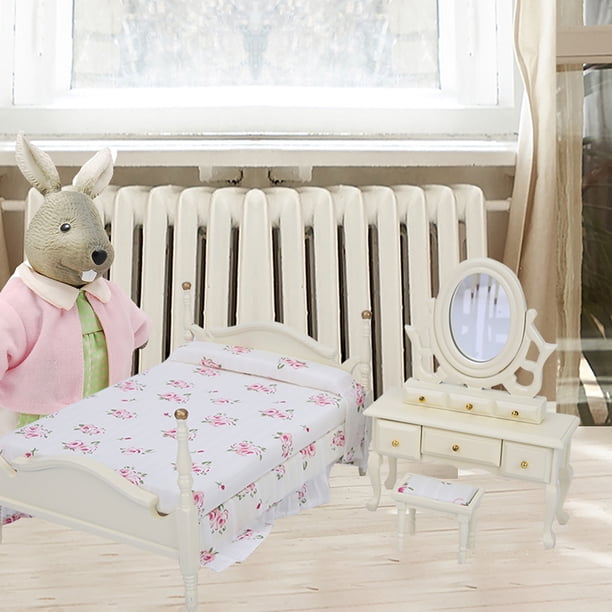 Set De 5 Muebles En Miniatura Para Casa De Muñecas | Incluye Cama, Armario, Espejo Y Accesorios | Plástico Resistente | Regalo Creativo Para Niños