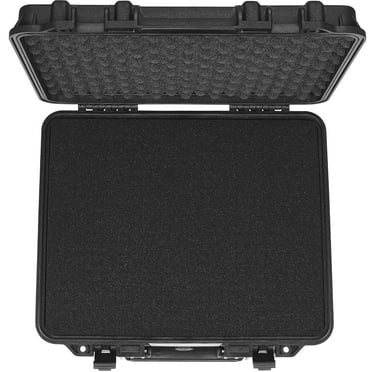 SKYSHALO Durable Pistol Containers with Customizable Foam Inserts, Water-Resistant & Secure Hard Handgun Case for Six Pistols, Dimensions 19.3x17.1x8.3 Inches, Features Lock Mechanism, Color: Black