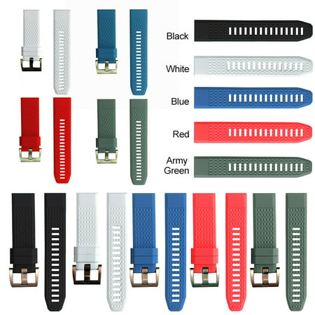 Silicone Replacement Watch Band - Quick Release Soft Rubber Strap for Garmin Fenix 3 Fenix 5S 5 5X D2 Approach S60 Smart Watch - Choose Color & Width - 20mm, 22mm or 26mm - Soft