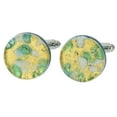 thumbnail image 4 of GlassOfVenice Murano Glass Venetian Classic Round Cufflinks - Aqua Gold, 4 of 5