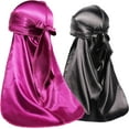 thumbnail image 2 of HSHDLDF Lot de 2 Durags Soyeux pour Hommes Femmes Vagues Satin Haut de Gamme Du-rag de Luxe, 2 of 7