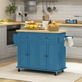 thumbnail image 2 of HOMCOM Îlot de Cuisine Moderne Roulant avec Tiroirs, Bleu, 2 of 10