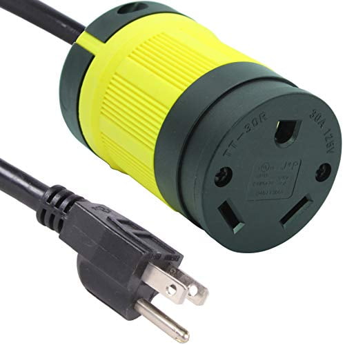 Marvine Cable Shore Power Adapter 15Amp Male 5-15P to 30Amp Lock Female L5-30R with LED Indicate 15Amp Household to 30Amp Locking