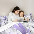 thumbnail image 5 of jejeloiu Purple Floral Daisy Full Size Comforter Sets,Splashing Ink Bedding Comforter Set,Cute Flower Butterfly Bedding Sets,Bedroom Microfiber Decorative Reversible,3pcs, 5 of 8