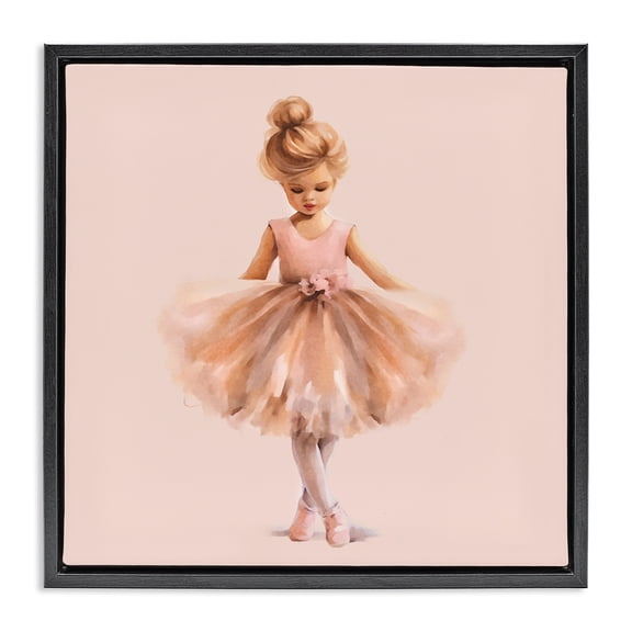 Stupell Industries Cottage Pink Ballerina Girl Black Floating Frame Canvas Art, 18 x 18, by Andrea Haase