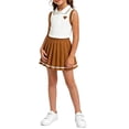 thumbnail image 5 of Amidoa Girls Summer Outfits 2 Piece Short Sleeve Cute Top and Pleated Skirt Kids Clothing Sets Brown Size 2-3 Yeas, 5 of 7
