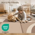 thumbnail image 4 of ODIKA 4'x6' Beige Brown Geometric Venn Flatwoven Washable Area Rug Contemporary Abstract Grid Layout With Overlapping Curved for Bedroom, Reading Nook, Pet Friendly & Non-Shedding, 4 of 7