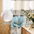 thumbnail image 3 of No Hook Shower Curtain, Teal Blue Tulips Shower Curtains for Bathroom with See Through Top Window, Spring Floral Barn Doors Vintage Wood Beige Waterproof & Washable Bath Curtain 66"x72", 3 of 9