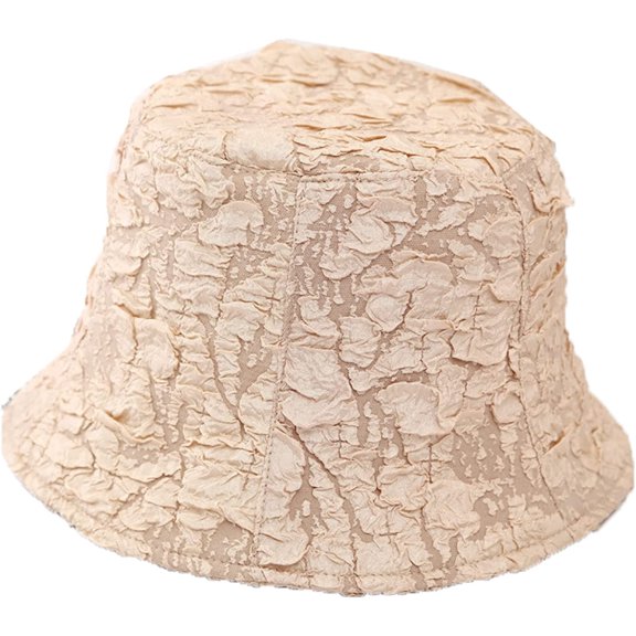 CoCopeaunts Women Bucket Hat Summer Autumn Foldable Solid Color Wide Brim Beach Outdoor Sunscreen Fisherman Hat Pleated Design