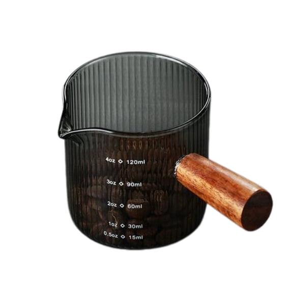 4 Oz Glass Coffee Measuring Cup With Wooden Handle Dual Scale Spout Pouring Cup Home Kitchen Barista Tool For Bar Coffee Brewing(Pink-4oz)