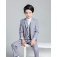 thumbnail image 2 of Toddler Boys Dress Suit Formal 5PCS Wedding Ring Bearer Outfit Kids Suit Set Gray 3T, 2 of 5