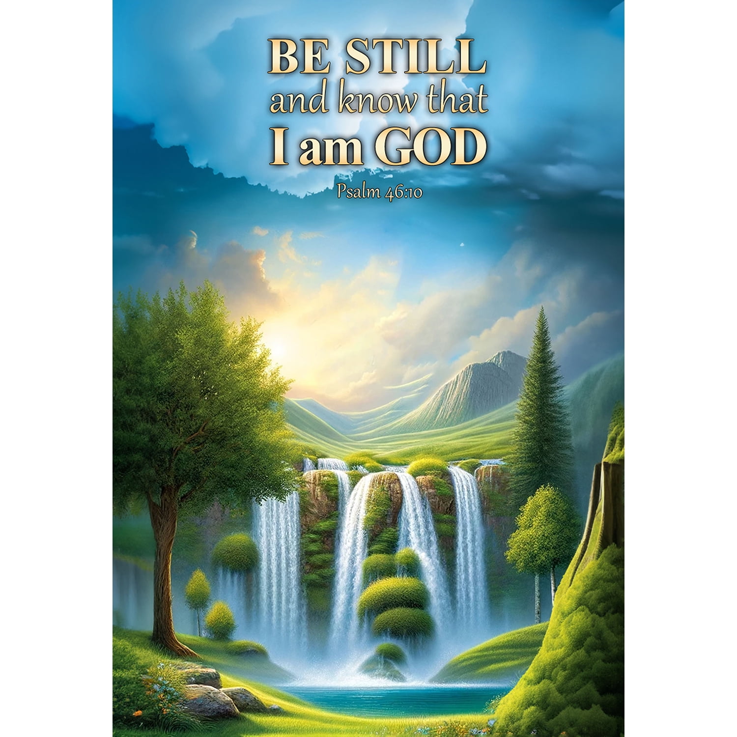 America Forever Be Still And Know That I Am God Spring House Flag, 28 x 40 inch Double Sided, Psalm 46:10, Scripture Bible Verse Outdoor Decor, Holiday Outside Decorations Yard Flag