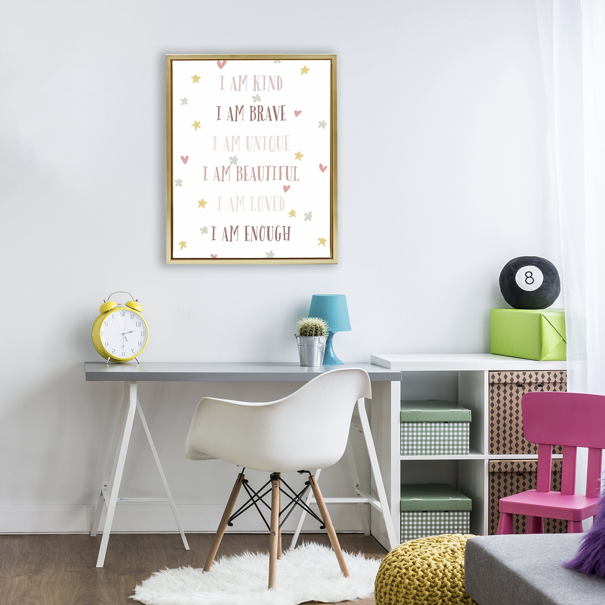Stupell Industries I am Empowerment Quotes Gold Framed Floater Canvas Wall Art, design by Katie Griggs