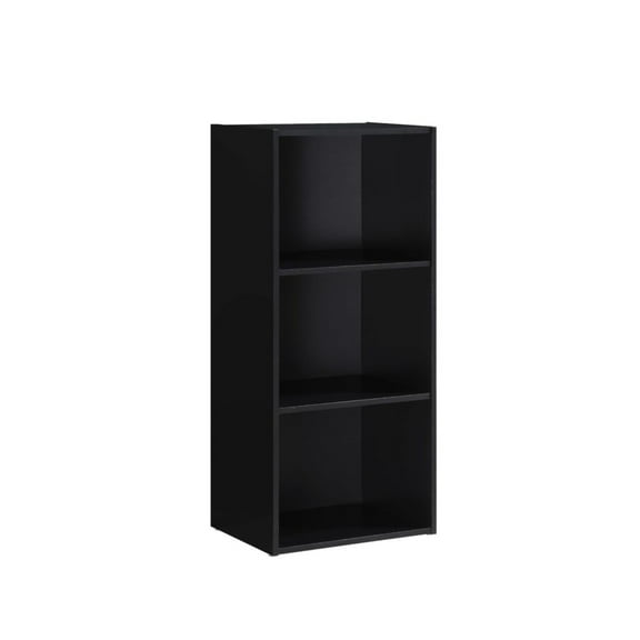 Contemporary Home Living 35.5" Black Contemporary 3 Shelves Rectangular Bookcase