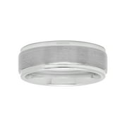 Men's White Tungsten 8MM Comfort Fit Step Edge Wedding Band