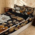 thumbnail image 2 of Erosebridal Tropical Blossom Zipper Full Size Comforter Sets with Fitted Sheet and 2 Pillowcases, Chic Floral Zipper Bedding Set, Black Reversible, Vintage Brown, Black Reversible, 2 of 7