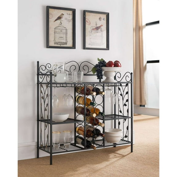 Room Designs Wine Rack Black Transitional Rectangle