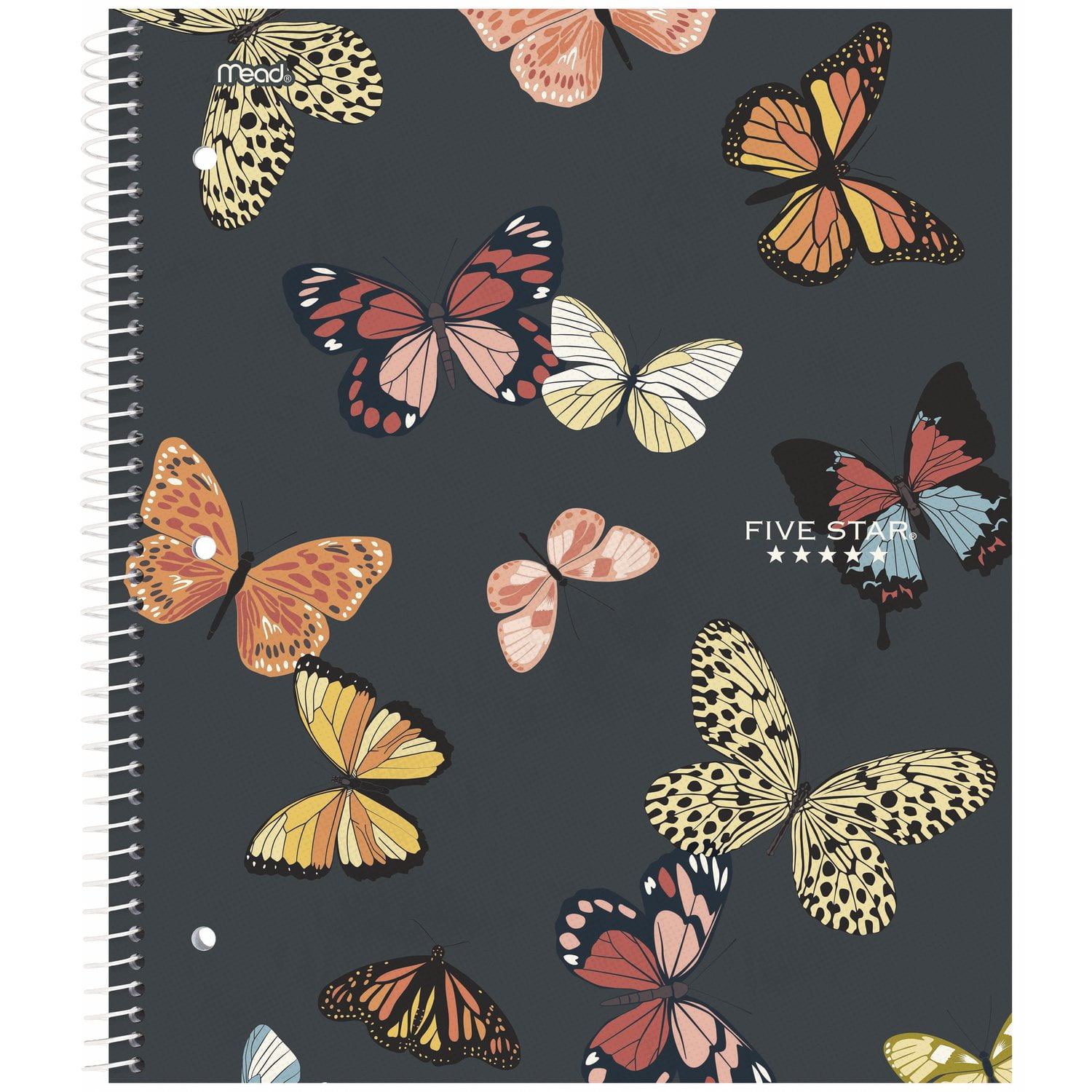 Five Star Butterflies Notebook Plus Study App, 1 Subject, College Ruled, 8.5" x 11"