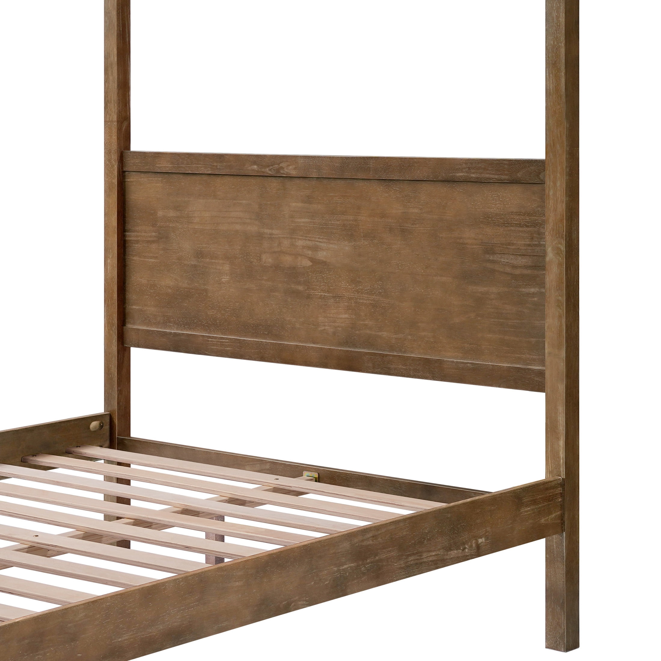 Christopher Knight Home Farmhouse Canopy Bed Frame with Headboard, Solid Wood Frame, Antique Natural