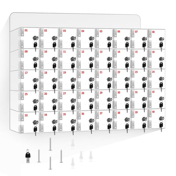 Cell Phone Locker 60 Slots, Acrylic Transparent Cell Phone Locker Box, Durable Cell Phone Storage Cabinet, Wall-mountable with Door Locks and Keys, for Gyms and Fitness Centers