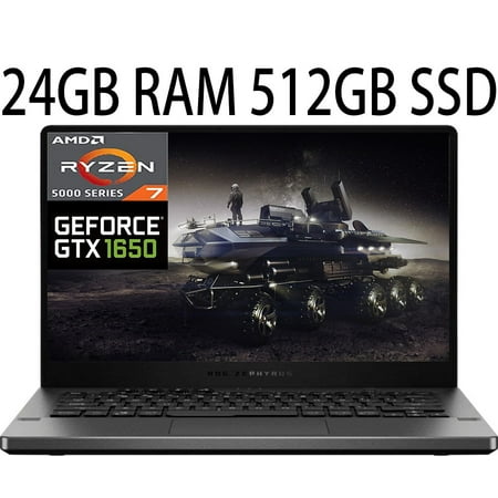 ASUS ROG Zephyrus G14 14 Gaming laptop, AMD Ryzen 7 5800HS 8-Core, NVIDIA GeForce GTX 1650 Graphics (4GB GDDR6), 24GB DDR4 512GB PCIe SSD, 14.0" Full HD (1920x1080) Display, Windows 10