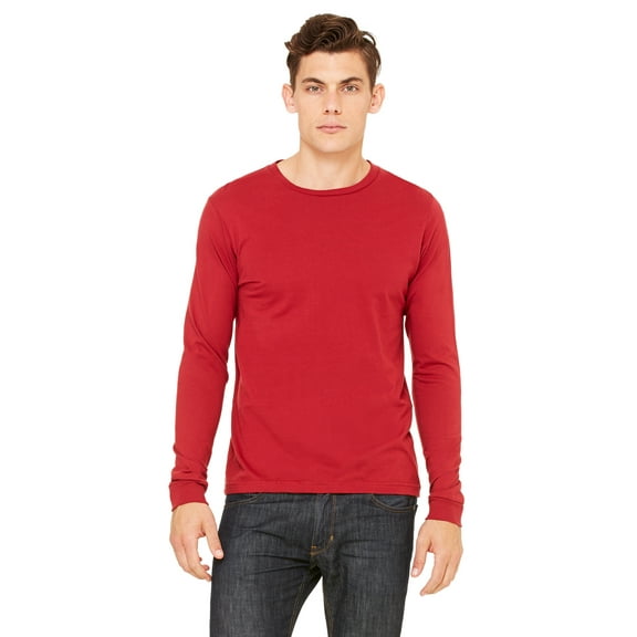 Bella   Canvas Men's Jersey Long Sleeve Tee , 3501 , Cardinal , Large