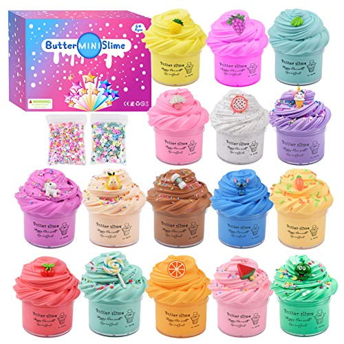 Animal Candy and Fruit Butter Slime Accessories with Unicorn,Cake Butter Slime Kit Educational Stress Relief Slime Toys for Girls Boys Kids Super Stretchy and Non-Sticky 8 Pack Fluffy Slime 
