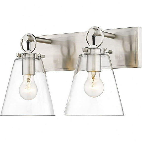 2 Light Vanity Light Fixture in Transitional Style-10 inches Tall and 15.5 inches Wide-Brushed Nickel Finish Bailey Street Home 372-Bel-4652281