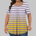 thumbnail image 2 of Ltctricy Women's Plus Size Tops Casual Short Sleeve Square Neck Pleated Gradient T Shirts Trendy Tunic Blouses, 2 of 5