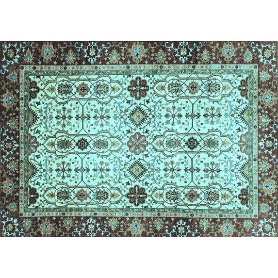 Ahgly Company Indoor Rectangle Abstract Light Blue Modern Area Rugs, 2' x 3'