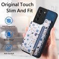thumbnail image 5 of Allytech Galaxy S22 Case with Zipper Pocket & Cards Holder, Floral Slim Wallet Case for Girls Women Shockproof Stand Compatible with Car Mount Phone Case for Samsung Galaxy S22 -Blue, 5 of 9
