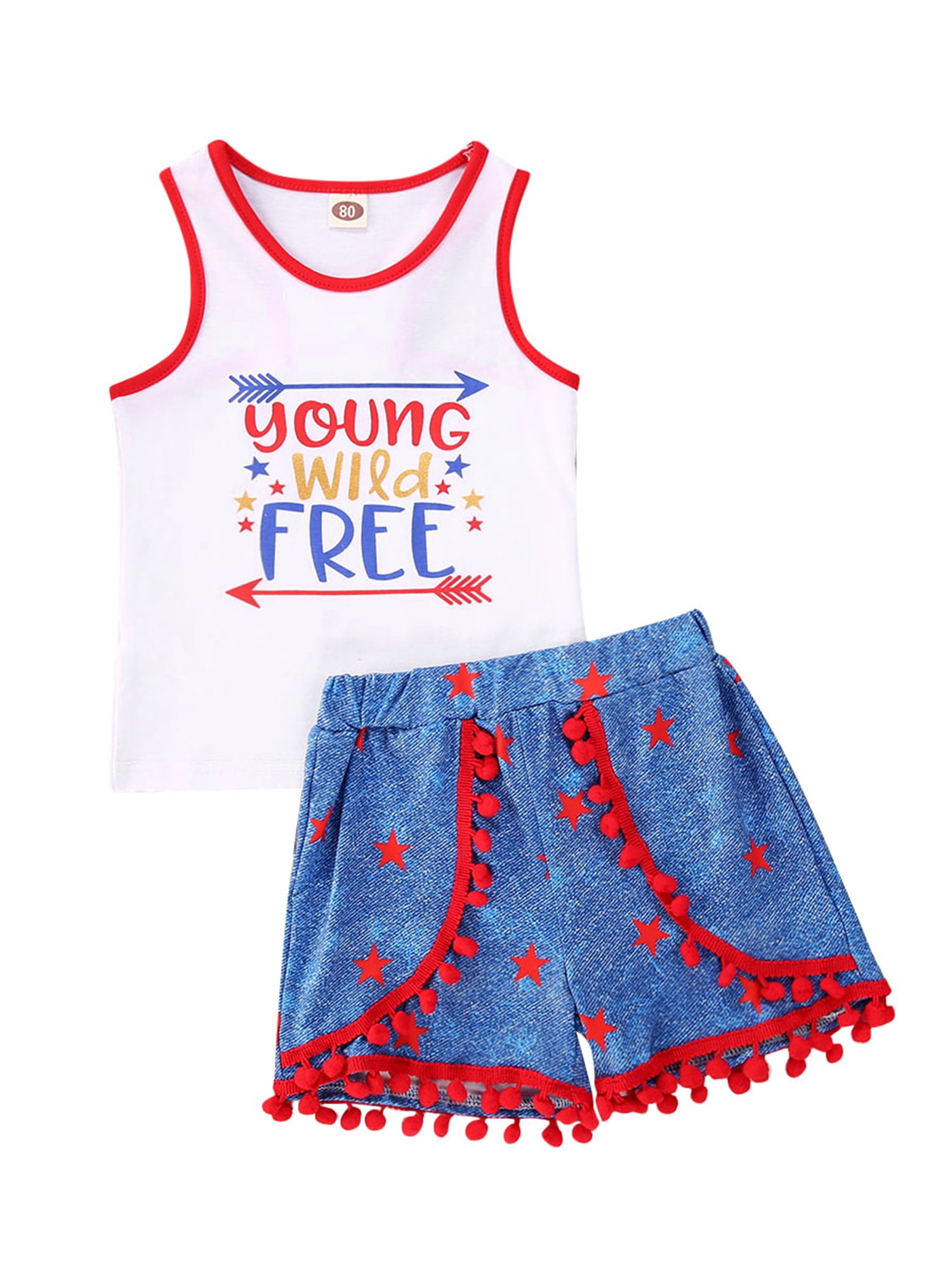 Inevnen 2pcs Baby Girl Holidat Summer Outfit Set,Young Wild Free Vest ...
